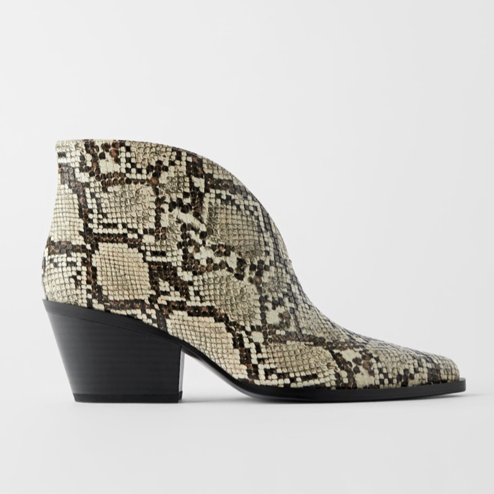 NWT ZARA Animal Print Cowboy Heeled Ankle Boots 8 - Picture 4 of 12